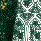 Aangepaste Emerald Green Embroidery Lace Fabric Geparelde Sequined-Decoratie