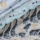 Schitterende Geparelde het Lovertjepolyester Nylon Mesh Fabric For Evening Dress van de Kantstof