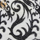 Zachte 3D Zwarte Geborduurde het Kantstof van Mesh Beaded Lace Fabric 1 Yard