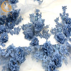 3D van de het Kantstof van het Borduurwerkbergkristal Met de hand gemaakte Blauwe Afrikaanse het Kantstof