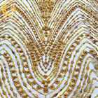 Glanzend Lovertjes Geborduurd Mesh Lace/het Gouden Nylon van het Parelkant 80%
