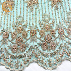 Manier George Embroidery Lace Fabrics Green Mesh Handmade 20% Polyeter