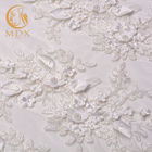 MDX parelde Witte Kantstoffen 140cm Breedte Luxueus met 3D Bloemen