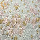 Gevoelige Roze Polyester 135cm van Lovertje Bloemen Geborduurde Mesh Fabric 20% Breedte