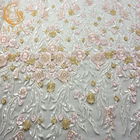 Gevoelige Roze Polyester 135cm van Lovertje Bloemen Geborduurde Mesh Fabric 20% Breedte