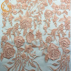 Nice Nylon Geborduurd Mesh Lace Fabric/Roze kant Materiële 91.44cm Lengte